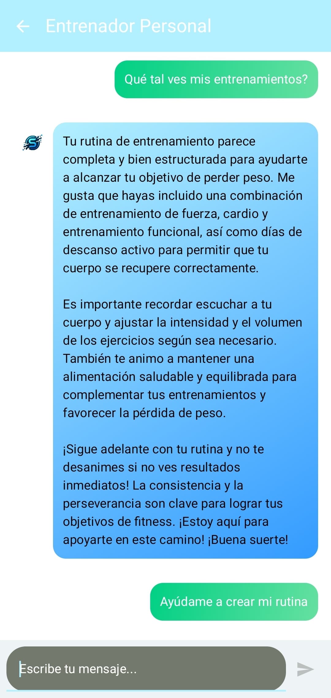 Asistente de IA en la app Sport-IA