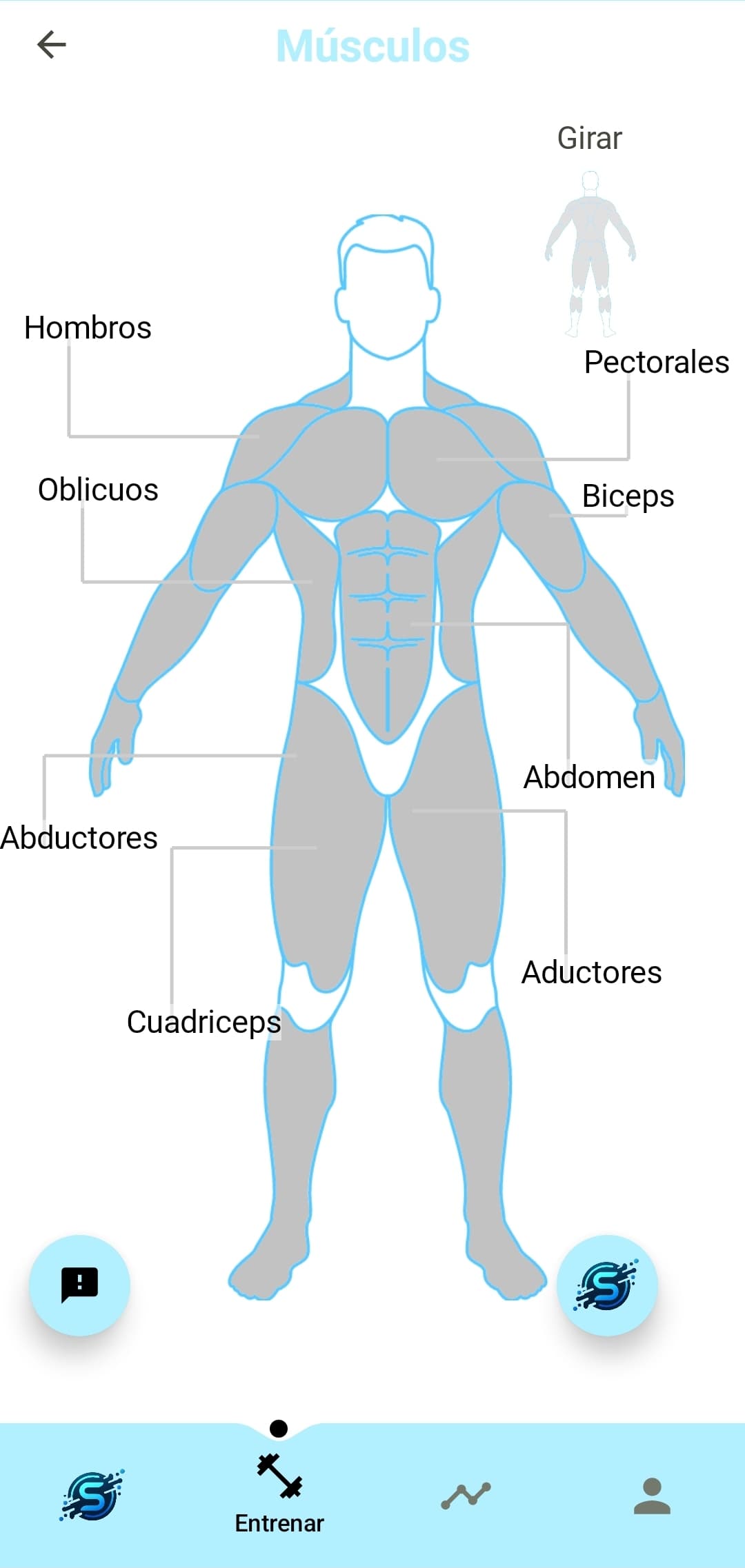 Mapa muscular y contexto visual del entrenamiento en Sport-IA