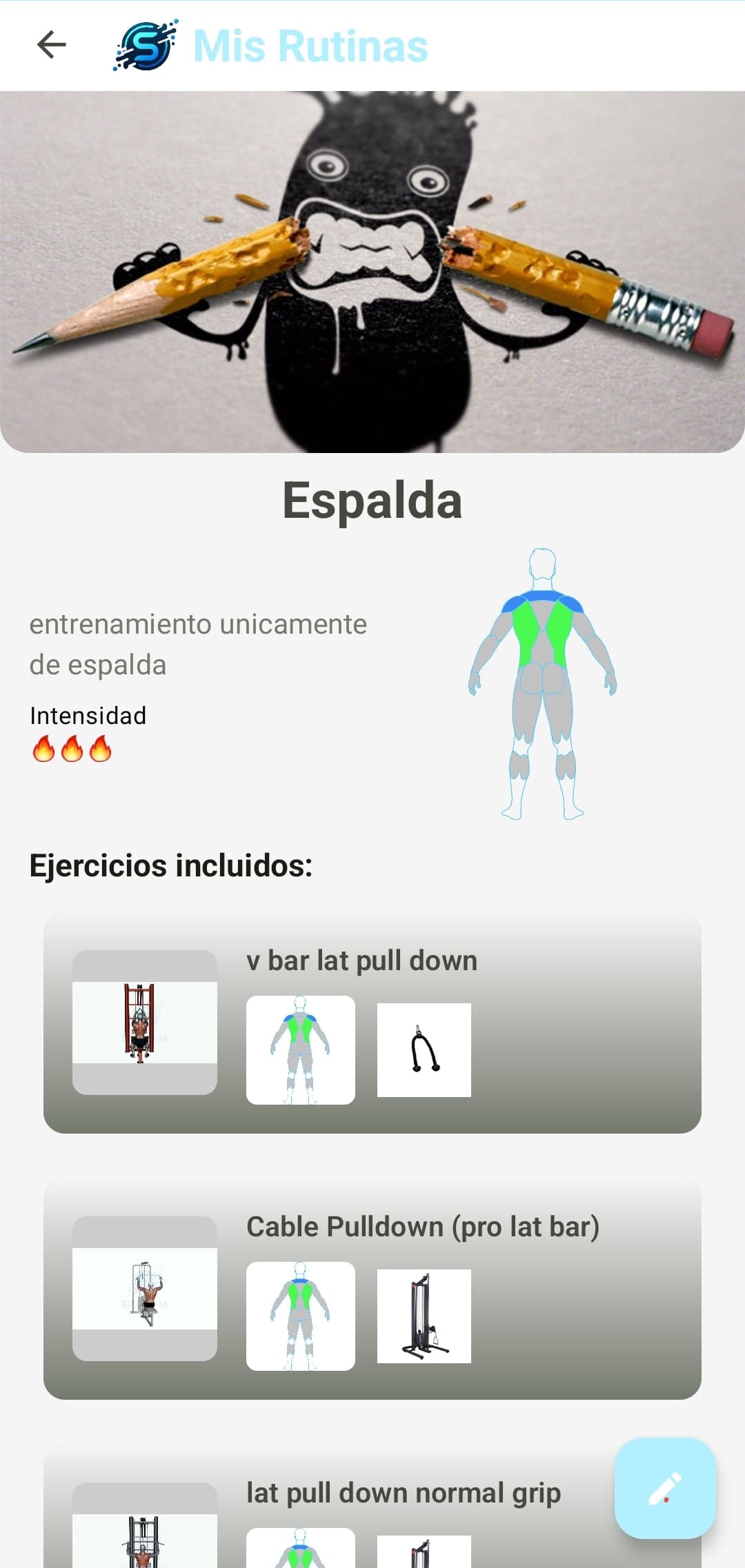 Detalle de rutina en la app de Sport-IA