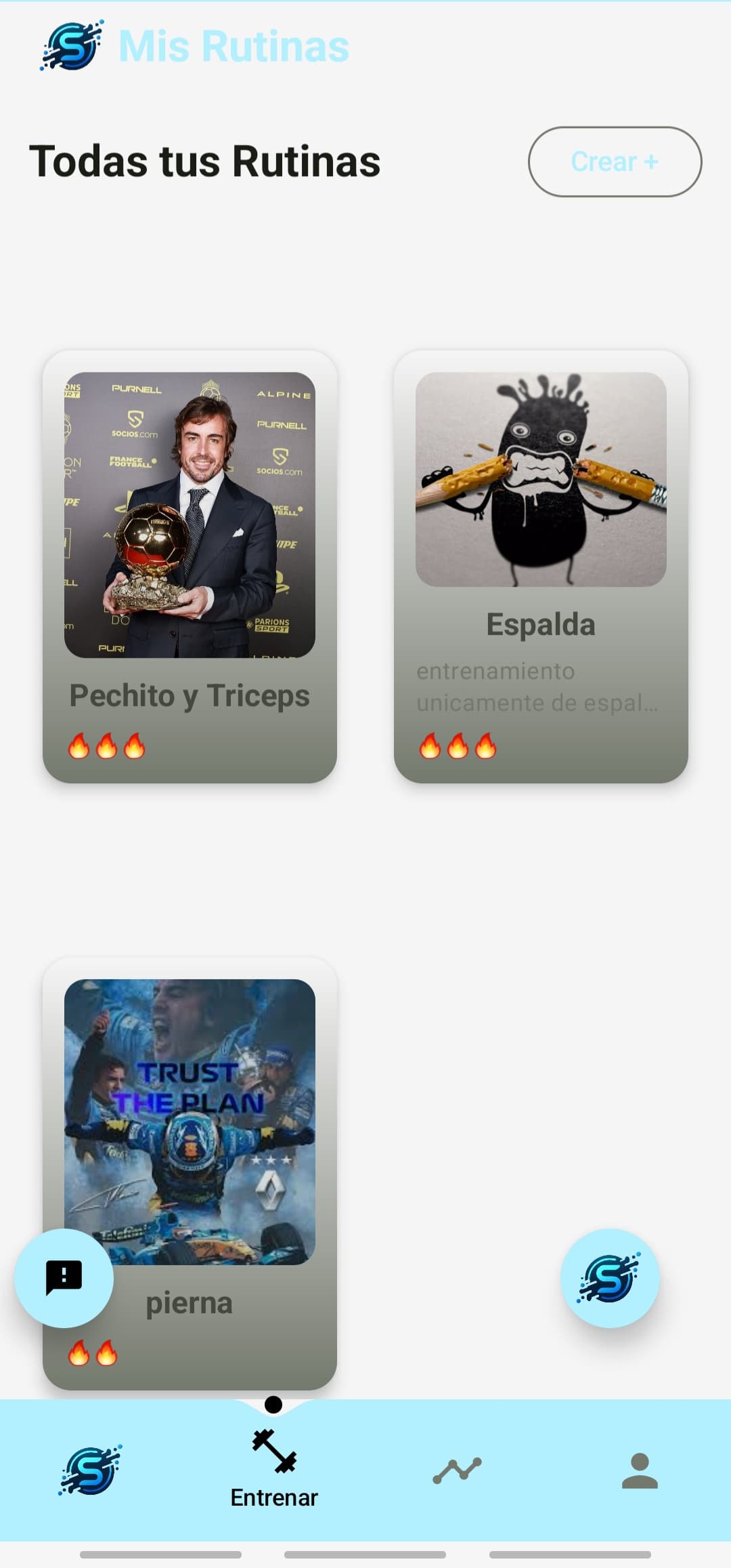 Rutinas y ejercicios en la app Sport-IA
