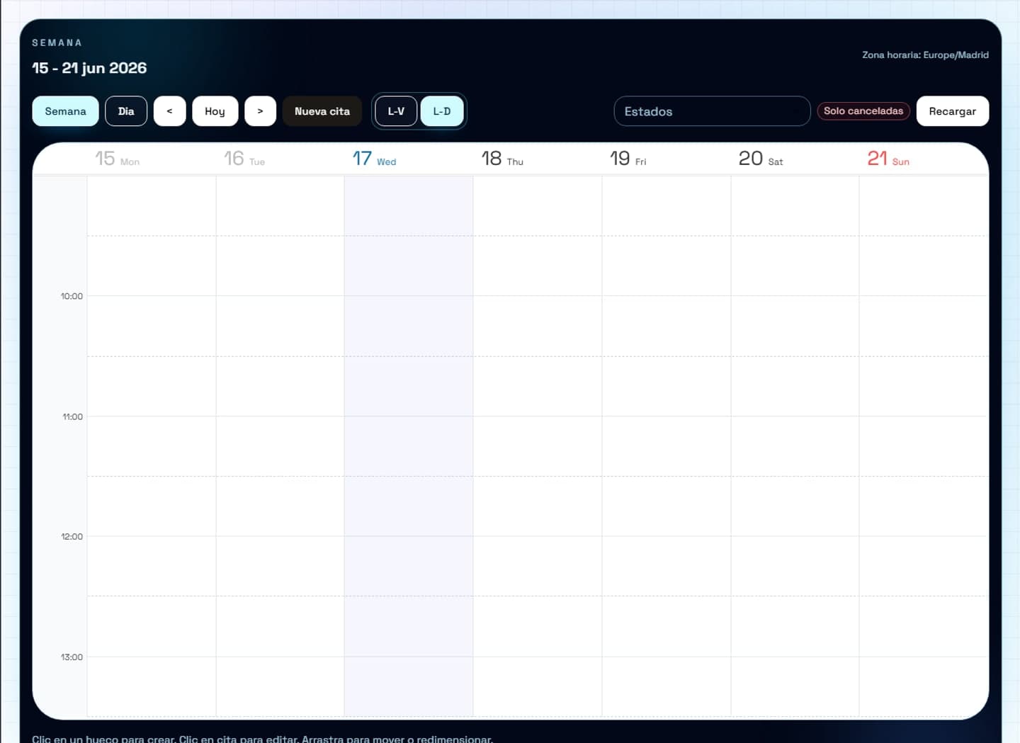 Calendario profesional de citas y seguimiento en Sport-IA