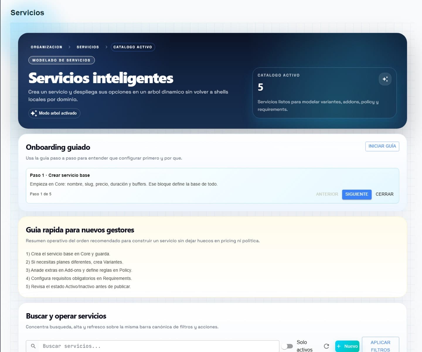 Catalogo profesional de servicios en Sport-IA