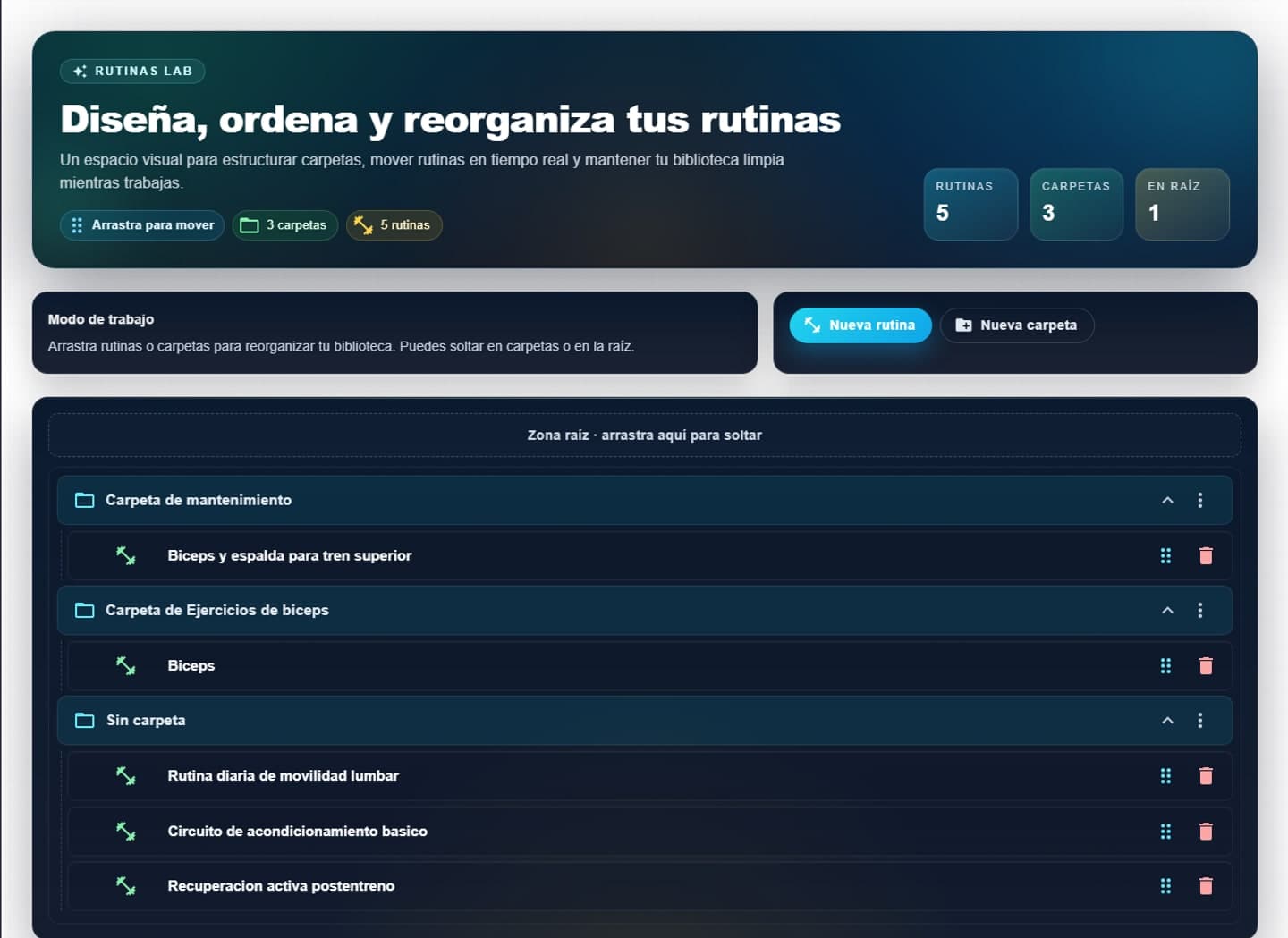 Biblioteca profesional de rutinas en Sport-IA